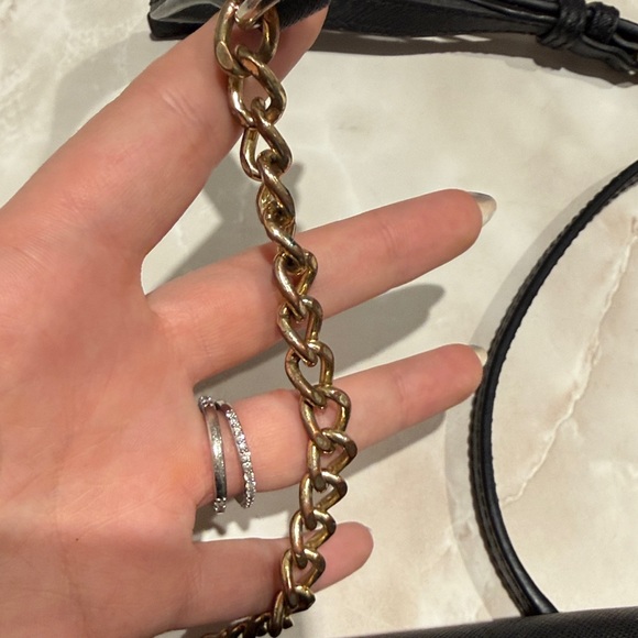 Michael Kors Black Leather Crossbody with Gold Chain Strap - Picture 3 of 6